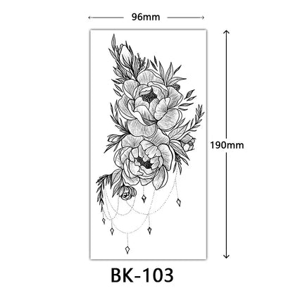 sengpan Black Flower Tattoo Stickers for Hand Arm Waterproof Temporary Tattoos for Women Butterfly Fake Tattoo Sleeve Tatoos Girls