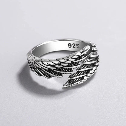 sengpan Rings Fashion Hip Hop Vintage Couples Creative Wings Design Thai Silver Party Jewelry Birthday Gifts