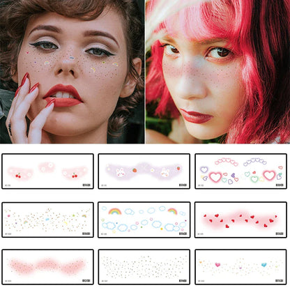 sengpan Personality Face Tattoo Sticker Print Tattoo Sticker Beauty Color Freckle Face Fashion Fake Tattoo Waterproof Party Sticker