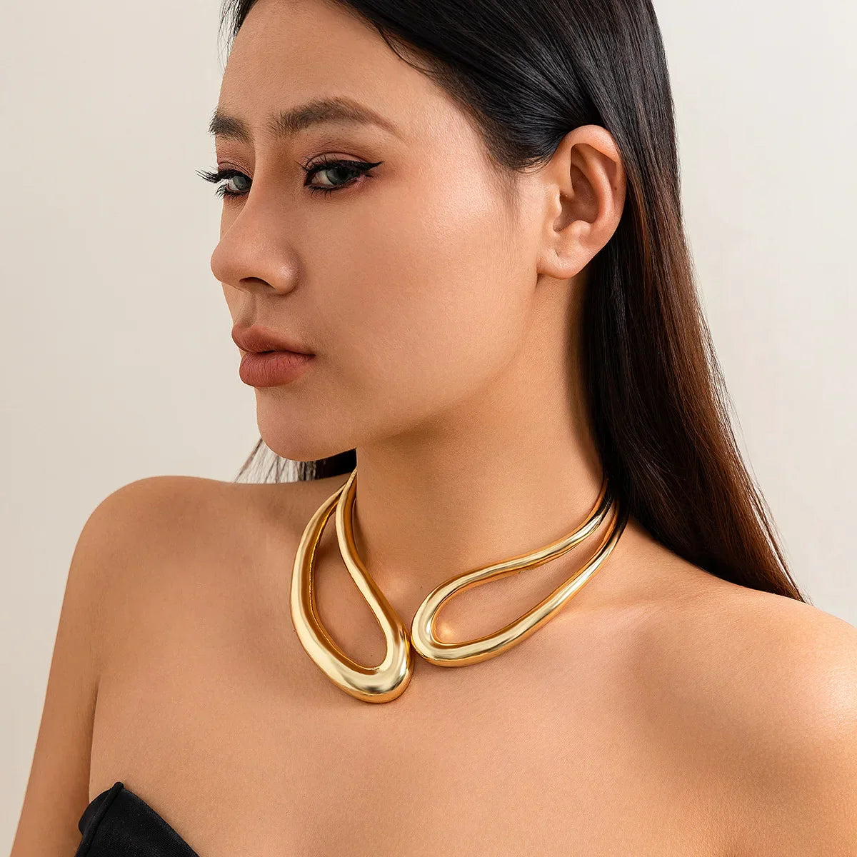 Lianfudai kshmir Exaggerated alloy twisted double-layer collar, sweet and cool style, simple retro and beautiful fashion collar 2024