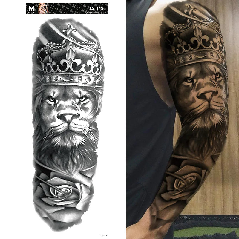 sengpan Waterproof Temporary Tattoo Sticker Anubis Ancient Egypt Greece Zeus Eye Full Arm Fake Tatto Flash Tatoo Sleeve for Men Women