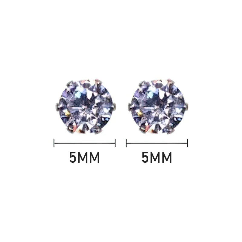 sengpan Magnetic Earrings Men Women Magnet Ear Clips Ear Stud White Crystal Stone Studs Earring Clip No Ear Hole No Piercing Jewelry