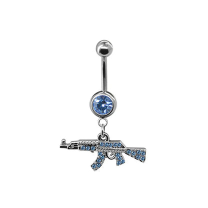 sengpan Belly Button Rings Gun Piercing Navel Ring Clear Gem Navel Button Ring Body Jewelry Ombligo Nail Belly Piercing for Women Girls