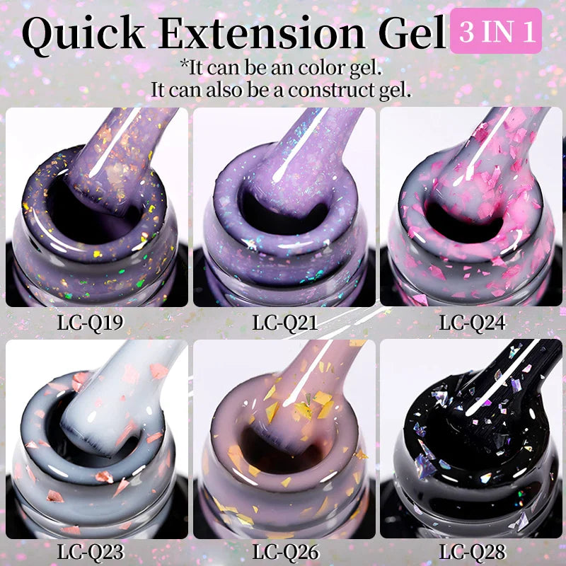 sengpan 7ML Gold Foil Quick Extension Gel Nail Polish Nude Purple Nail Flakes Vernis Semi Permanent UV Gel Nail Art Hard Gel