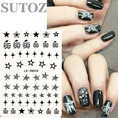 sengpan Embossed 3D Witches Nails Stickers Gold Black Witche Broom Boots Relief Design DIY Halloween Dark Style Manicure Decal CK-007