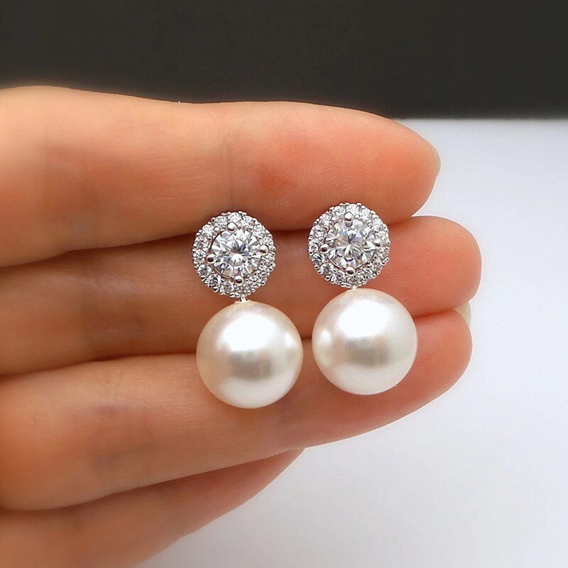 sengpan Trendy Style Imitation Pearl Design Stud Earrings for Women Exquisite Daily Wearable Jewelry Elegant Wedding Accessories