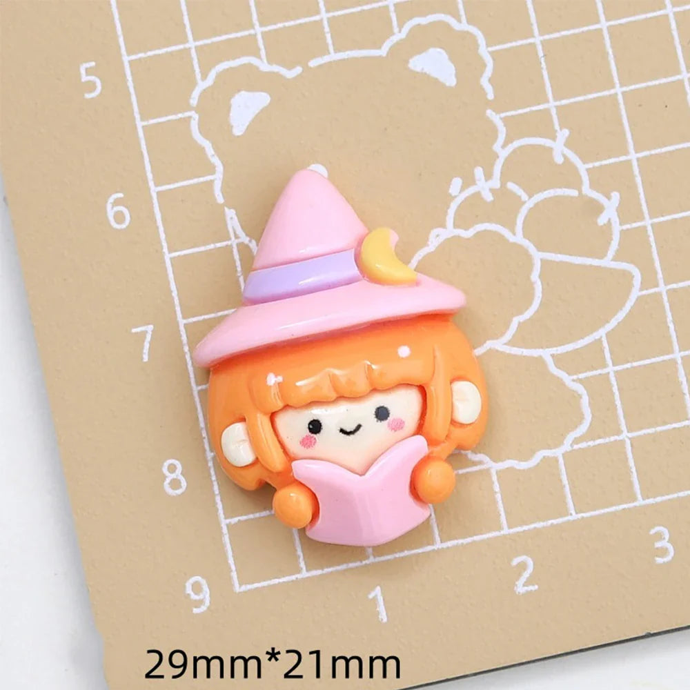 Lianfudai 10PCS Shiny 2024 Cartoon Halloween Resin Flatback Cabochons For Hairpin Scrapbooking DIY Jewelry Craft Decoration Accessories