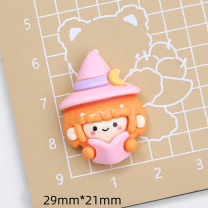 Lianfudai 10PCS Shiny 2024 Cartoon Halloween Resin Flatback Cabochons For Hairpin Scrapbooking DIY Jewelry Craft Decoration Accessories