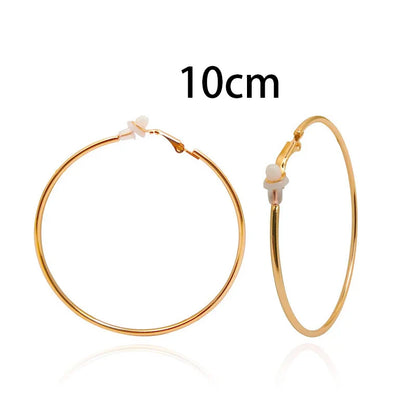 sengpan Round Circle Hoop Earrings Clip Without Piercing Women Gold Silver Stainless Steel Plating Rings Ear Clips Fashion Jewelry Gift