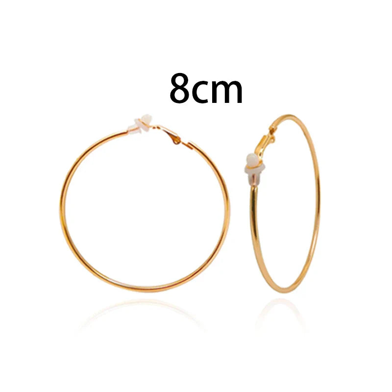 sengpan Round Circle Hoop Earrings Clip Without Piercing Women Gold Silver Stainless Steel Plating Rings Ear Clips Fashion Jewelry Gift