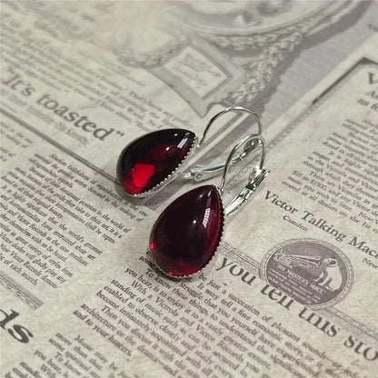 sengpan Gothic Blood Red Drop Earrings For Women Girls Vampire Witch Jewelry Accessories Mysterious Magic Crystal Earhook Gift For Her