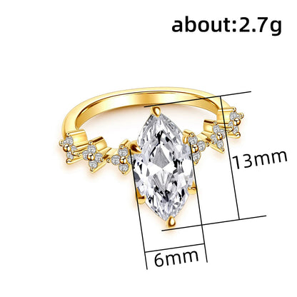 sengpan western jewelry for women Crystal Marquise Cubic Zircon Wedding Rings for Women Simple Stylish Design Female Finger-ring Party Gift Fashion Jewelry