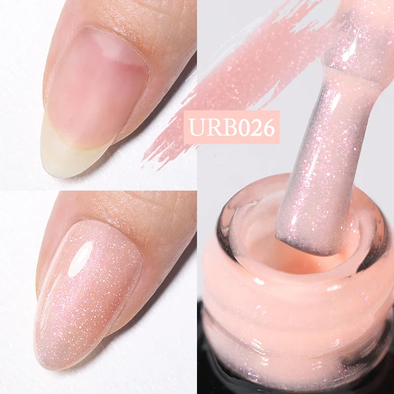 sengpan SUGAR Aurora Rubber Gel Nail Iridescent Pearl Effect Metallic Mirror Nails Manicure Soak Off UV LED No Wipe Top Coat Base Gel