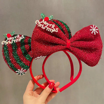 sengpan Christmas Bow Tie Hair Band Cartoon Hair Clip Merry Christmas Holiday Party Headband Gifts Children's Cosplay Hair Accessories