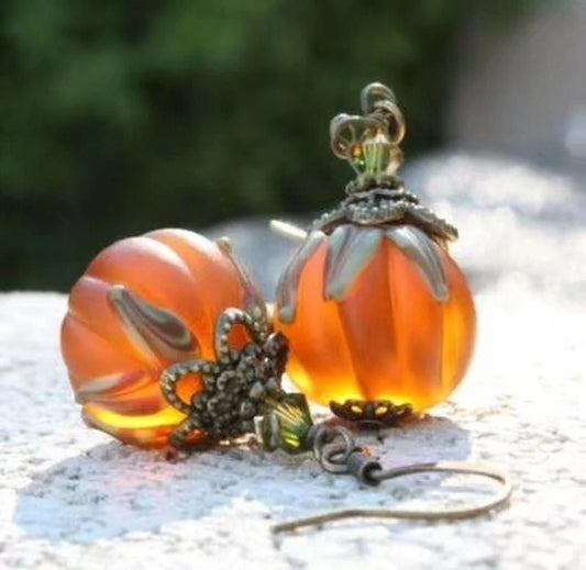 sengpan Pumpkin Halloween Drop Earrings for Women Girls Vintage Orange Pumpkin Dangle Earrings Accessories Funny Jewelry Gifts