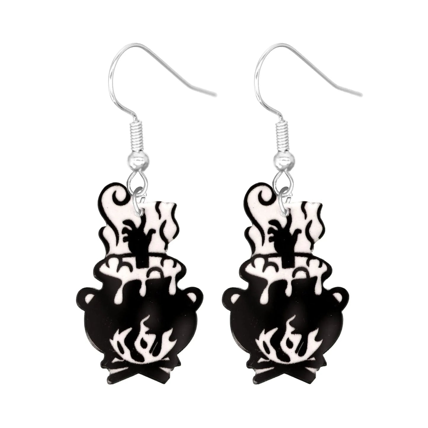 sengpan Halloween Earrings Cute Cartoon Cat Crow UFO Bat Design Dangle Earrings Acrylic Jewelry Versatile Accessories