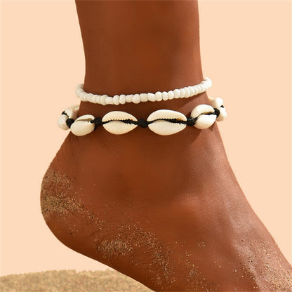 sengpan Bohemian Natural Shell Anklets For Women Foot Jewelry Summer Beach Barefoot Bracelets Ankle on Leg Chain Ankle Strap Accessories