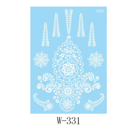 sengpan White Henna Lace Temporary Tattoos For Women Henna Design Stickers for Hand Hena Tattoo Waterproof Wedding Decoration