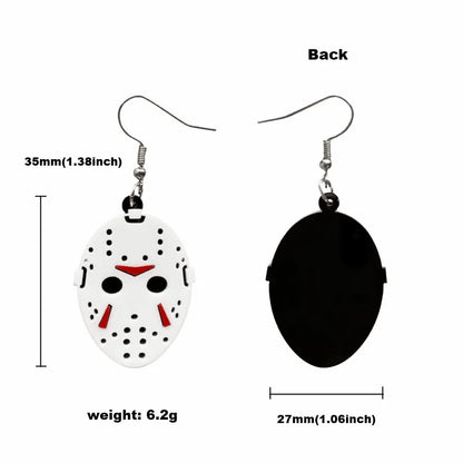 sengpan Hot Face Mask Earrings Face Hollow Personality Horror Movie Mask Earrings Halloween Acrylic Earrings Gift