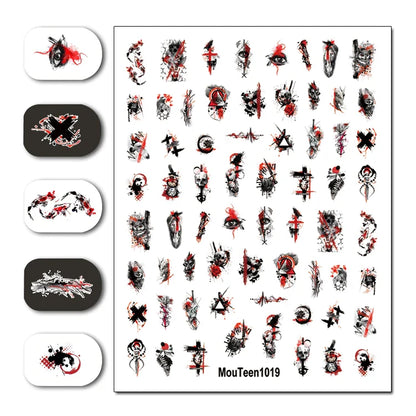 sengpan Hot Nail Mouteen1012 Disney Gothic Halloween Nail Sticker Nail Water Sticker for Nail Art Sticker Decal