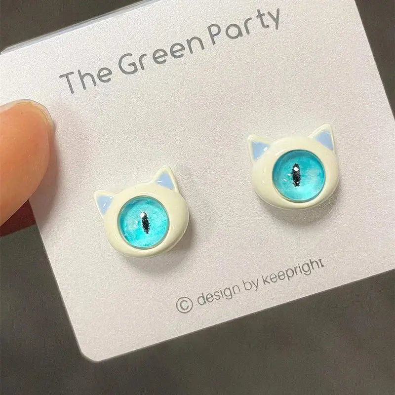 sengpan Korean Fashion Cute Cat Monster Stud Earrings for Women Girls Kids One-eyed Unusual Earring Gothic Halloween Y2k Anime Jewelry