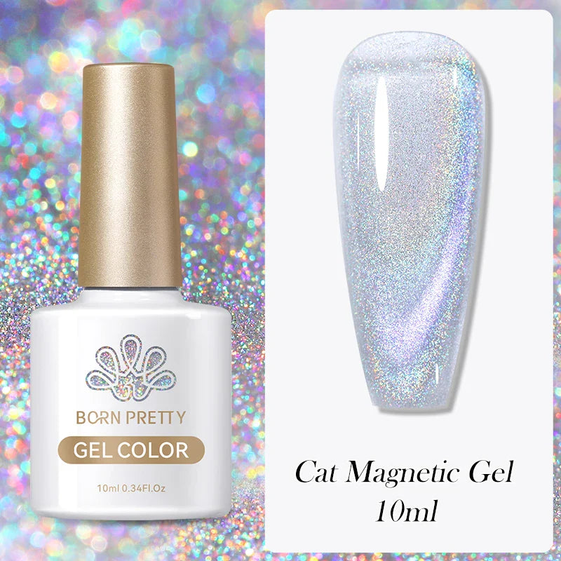 sengpan 10ml Double Light Reflective Glass Cat Magnetic Gel Sparkling Rainbow Color Gel Nail Polish Varnis Semi Permanent