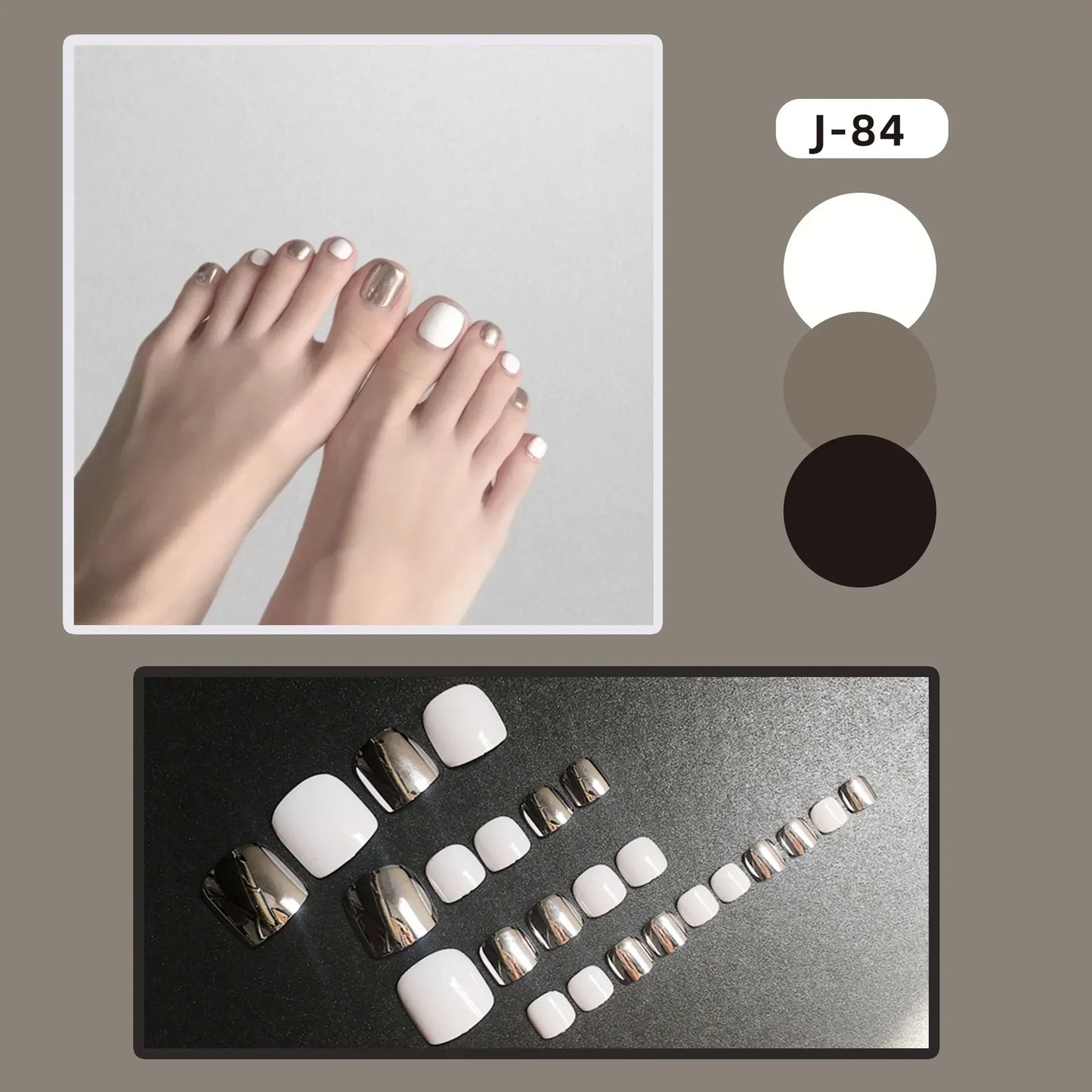 sengpan 24Ps Glossy Lake Blue Press on Toe Nails Artificial Acrylic Fake Toenails Full Coverage Removable Wearable Toe Nail Art Finished