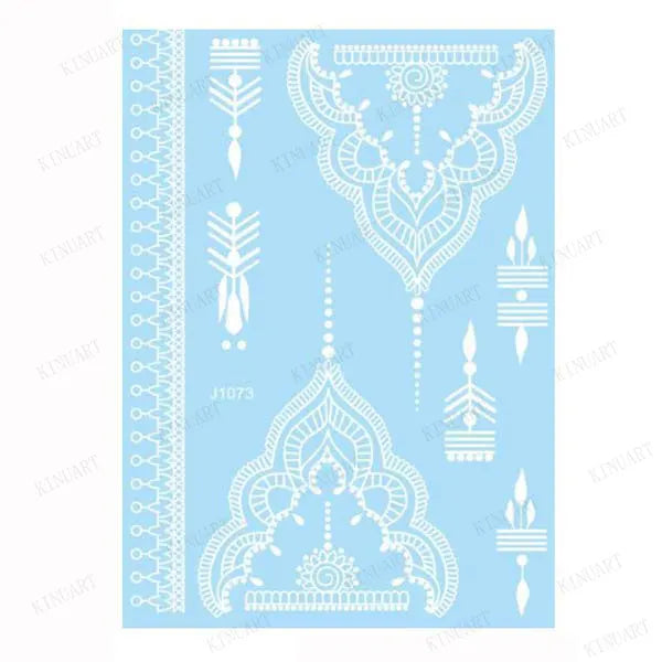 sengpan White Henna Tattoo Sticker Waterproof Temporary Tattoos for Women Body Art Mehndi Stickers for Hand Wedding Party Hena Tattoo