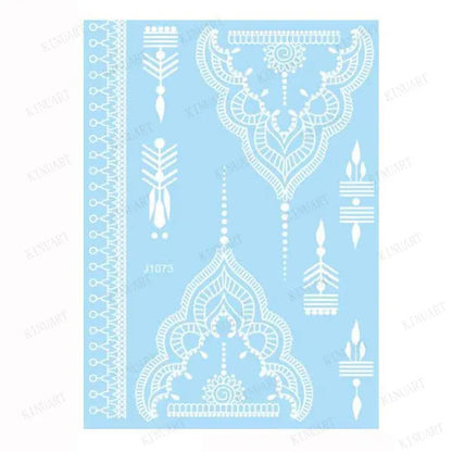 sengpan White Henna Tattoo Sticker Waterproof Temporary Tattoos for Women Body Art Mehndi Stickers for Hand Wedding Party Hena Tattoo