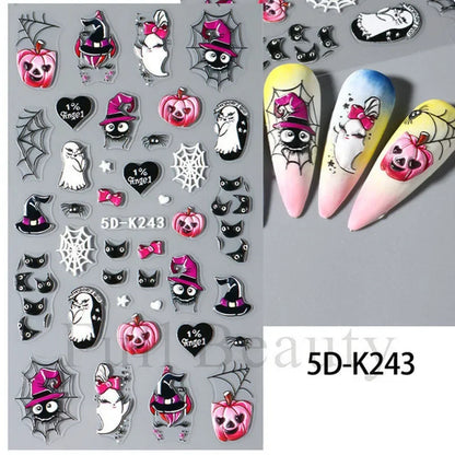 sengpan 5D Halloween Blood Eye Bones Nail Art Horror Eyeball kull Relief Three-Dimensional Nail Stickers for Women&Girl Nail stickers