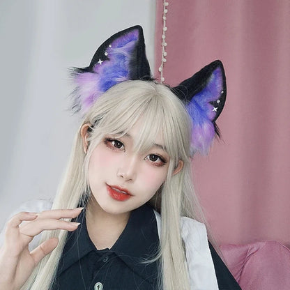 sengpan Handmade Faux Fur Plush Cat Deer Ear Headband Women Cartoon Cosplay Costume Ears Hair Hoop Halloween Party Role Play Hairband