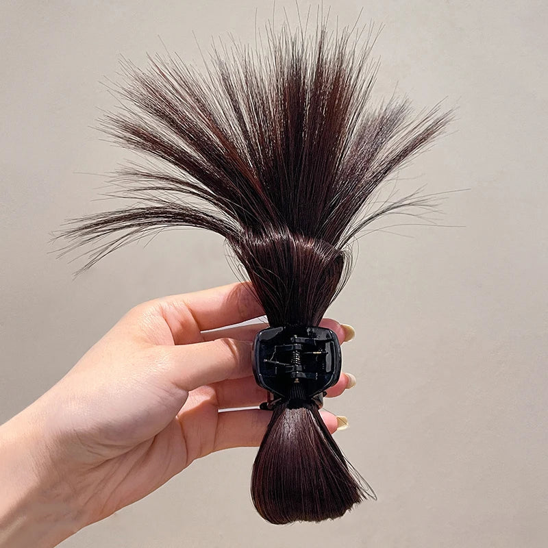 sengpan Women Half-tie Hair Claw Feather Shuttlecock Head Lazy Meatball Head Crab Clip Wig Catch Clip High Ponytail Hair Accessories