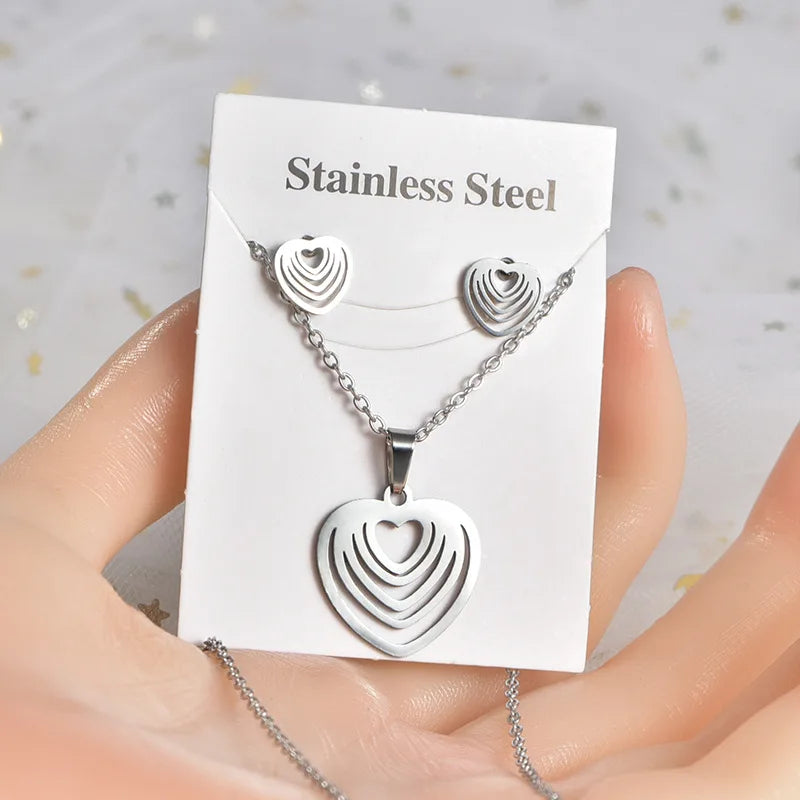 sengpan 2024 New Stainless Steel Fashion Vintage Earrings Pendant Hip Hop Versatile Set Jewelry Gift Wholesale