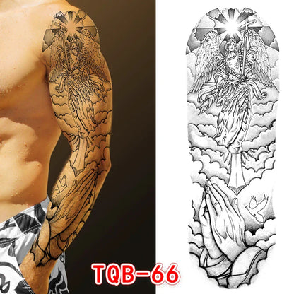 sengpan Large Arm Tattoo Sticker Full Sleeve Temporary Tattoos for Men Fish Wolf Tiger Tattoo Fake Tatoo for Women Waterproof Body Art