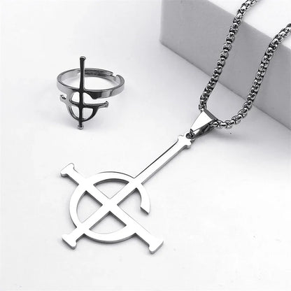 sengpan Stainless Steel Jewelry Set Ghost BC Rock Band Pendant Necklace The band Ghost Ghoul Chain Necklaces Fashion Earring Ring collar