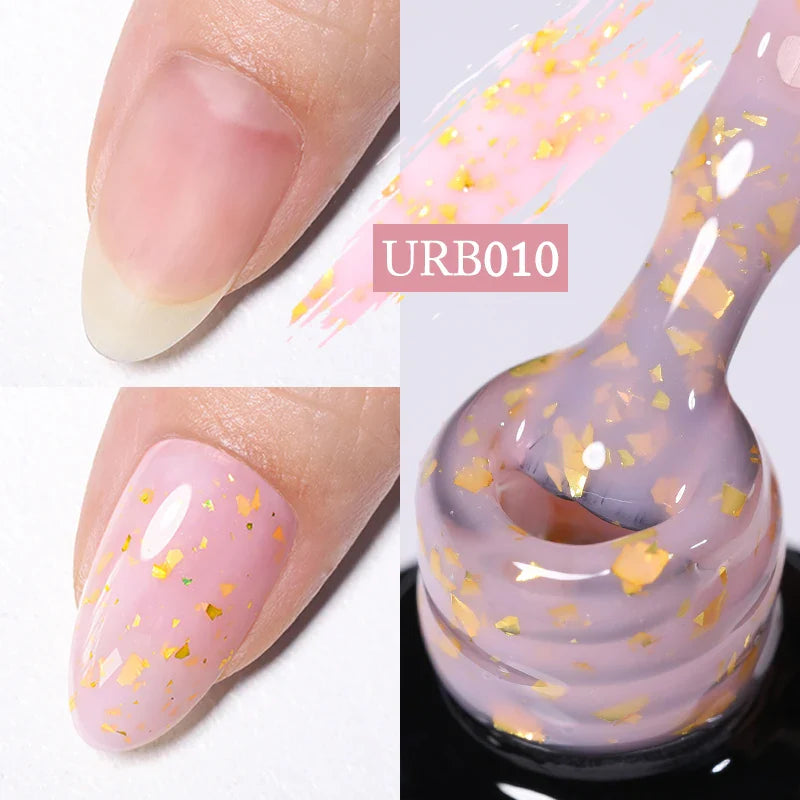 sengpan SUGAR Aurora Rubber Gel Nail Iridescent Pearl Effect Metallic Mirror Nails Manicure Soak Off UV LED No Wipe Top Coat Base Gel