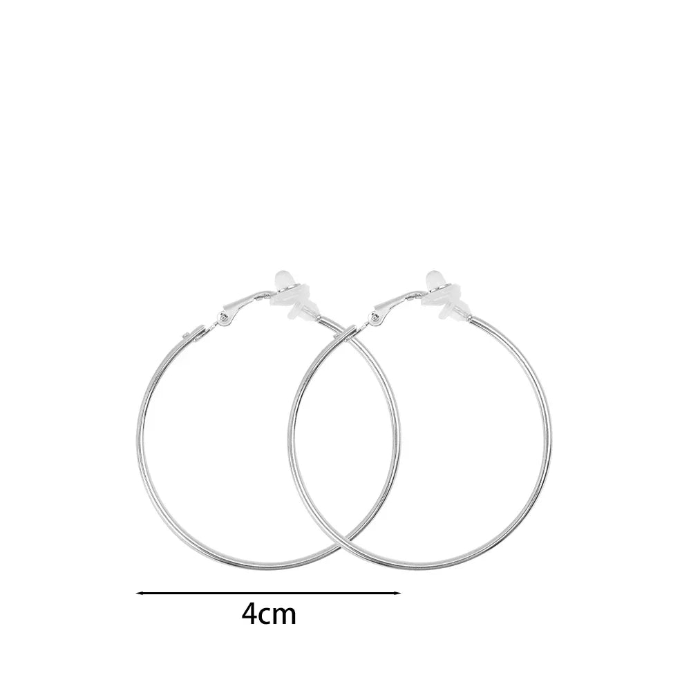 sengpan  -  4/5/6/7cm Hoop Earrings Set Big Circle Earrings Jewelry for Women Girls Ear Clip Punk Style Earrings Fashion Jewelry Accessories