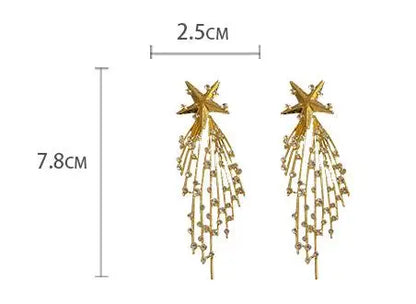 Lianfudai Exaggeration Fashion Big Star Dangle Drop Earrings For Women Ladies Statement Pendant Earrings 2024 New Pendientes