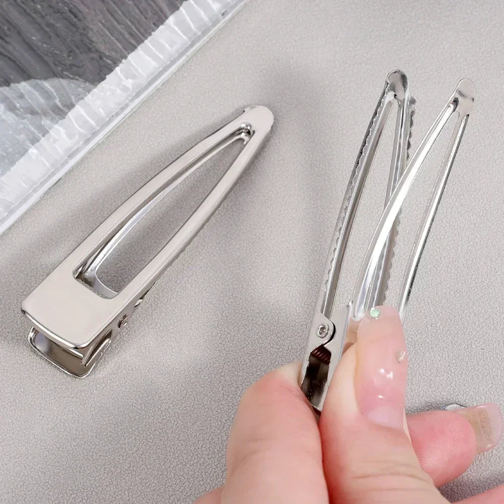 sengpan Silver Color Hair Clips Duckbill Clamp Y2K Metal Barrettes DIY Hairpins Hair Accessories for Women Girls Hair Tools