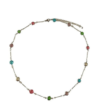 Lianfudai Colorful Natural Stone Necklace Spring and Summer 2024 New Collarbone Chain Simple Neck Chains