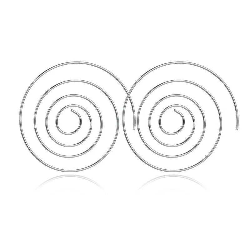 sengpan  Women Cute Unique Temperament Round Spiral Earrings Romantic Alloy Simplicity Aestheticism Geometric Dangler