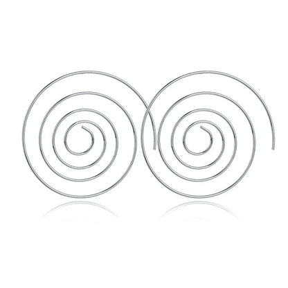 sengpan  Women Cute Unique Temperament Round Spiral Earrings Romantic Alloy Simplicity Aestheticism Geometric Dangler