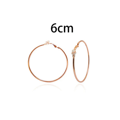 sengpan Round Circle Hoop Earrings Clip Without Piercing Women Gold Silver Stainless Steel Plating Rings Ear Clips Fashion Jewelry Gift