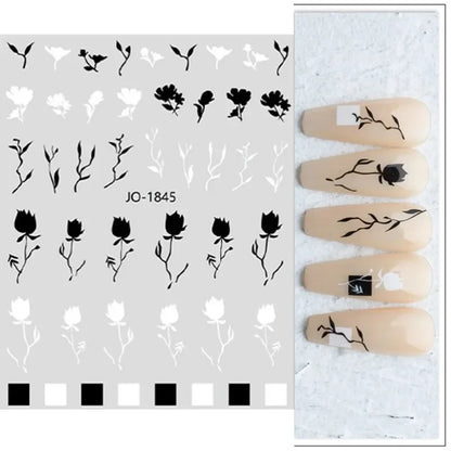 sengpan Simple Flowers 3D Nail Stickers Spring Summer Blossom Floral Tulip Fruit Nail Art Decals Adhesive Sliders Manicure Decorations