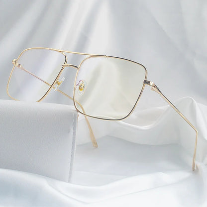 sengpan Fashion square frame vintage eyeglasses Men Oversized Metal Glasses frame Women Clear Lens Glasses Gold Optical Spectacle