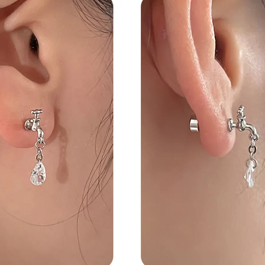 sengpan New Fashion Simple Heart Butterfly Star Earrings for Women Exquisite Stainless Steel Studs Sweet Niche Design Party Jewelry