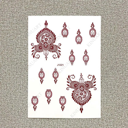 sengpan Children's Temporary Tattoos Brown Henna Tattoo Sticker for Little Girl Mehndi Stickers for Hand Body Art Fake Tattoo Waterproof