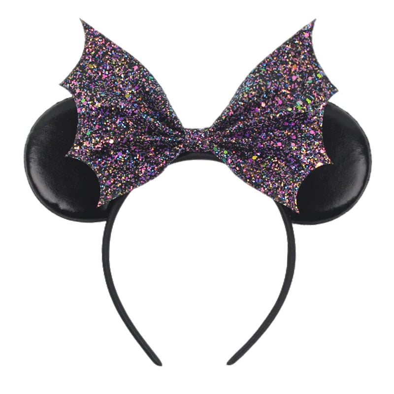 Lianfudai 2024 Nieuwe Disney Mouse Ears Headband  Hoofdband Bat Pompoen Lovertjes Strik Halloween Festival Feest Cosplay Haaraccessoires