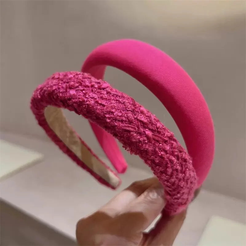 sengpan Rose Red Wide-brimmed Sponge Hair Band Women Fairy Temperament Headband Tweed Fabric Hoop Hairband Girls Hair Accessories