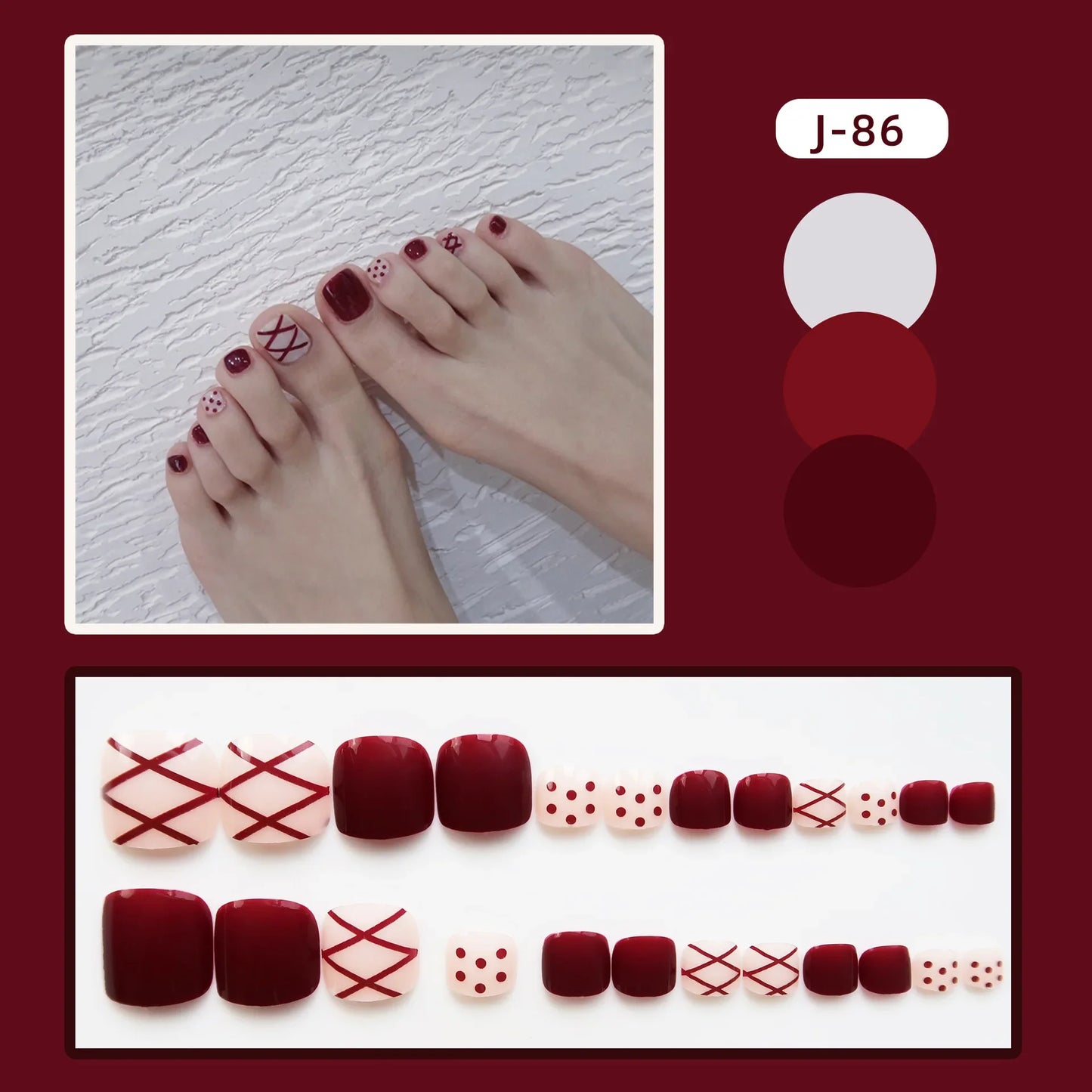 sengpan 24Ps Glossy Lake Blue Press on Toe Nails Artificial Acrylic Fake Toenails Full Coverage Removable Wearable Toe Nail Art Finished